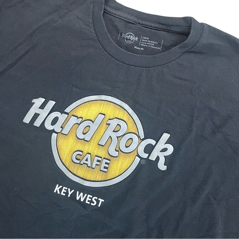 Hard Rock Cafe Key West Mens Large Black Graphic T-Shirt Cotton Short Sleeve Tee